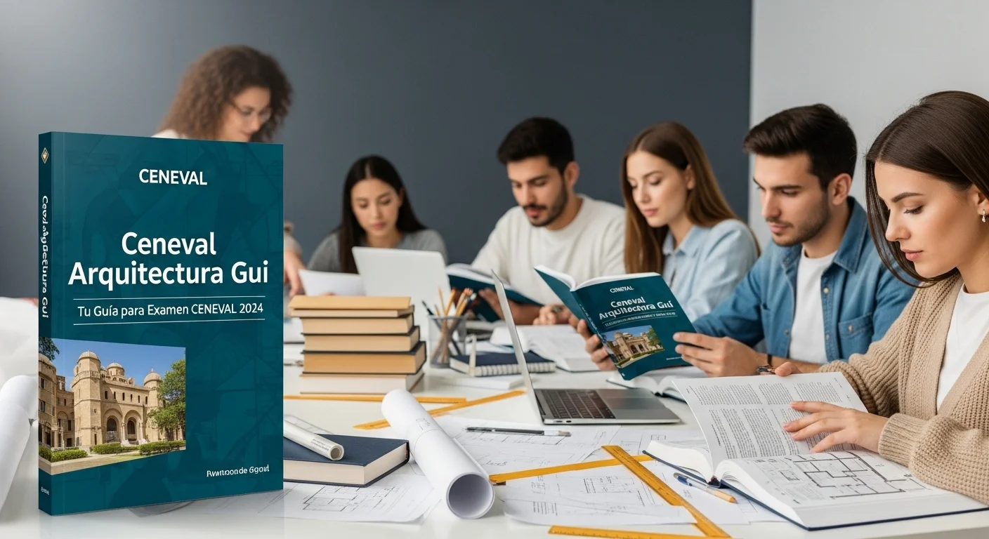 Estudiantes de arquitectura preparándose con la guía CENEVAL para el examen de Ceneval Arquitectura Gui