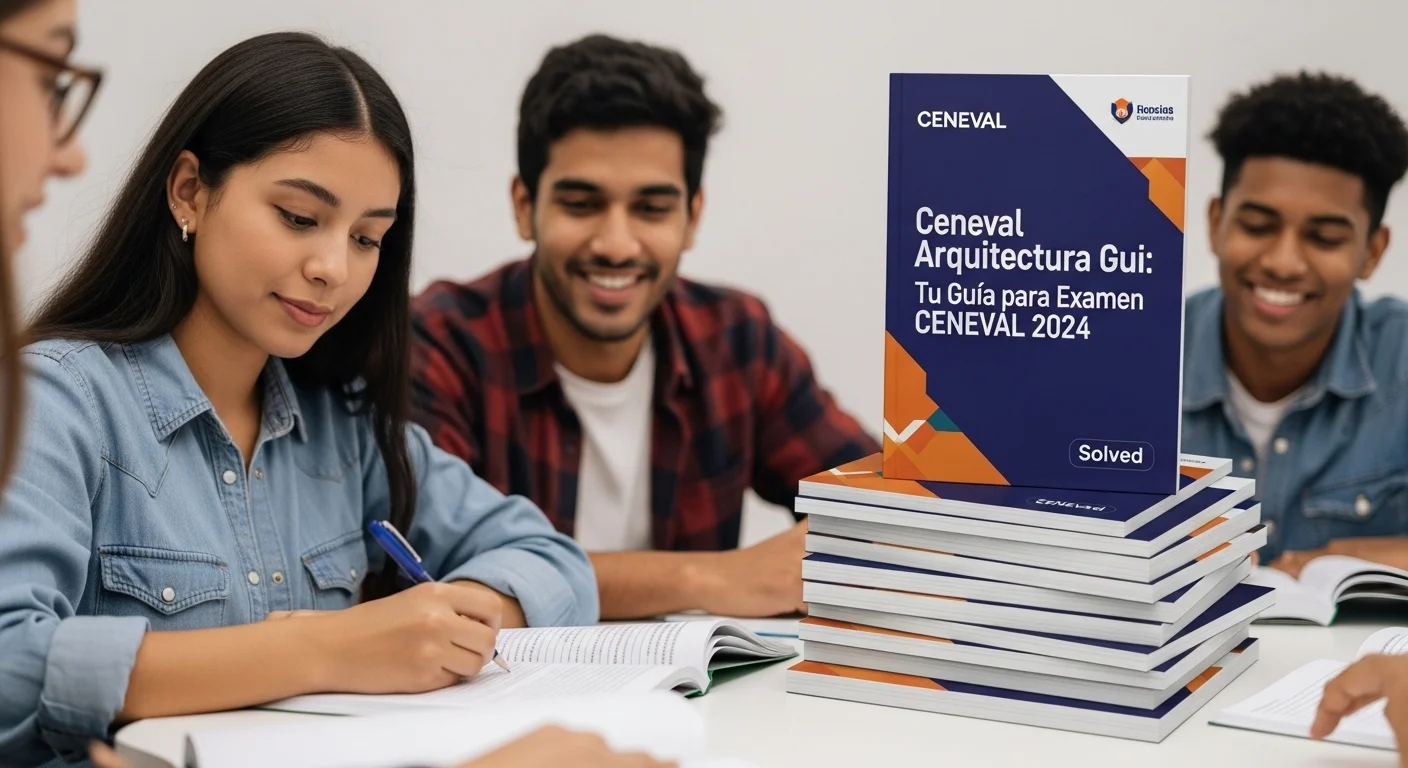 Pila de guías resueltas y materiales de estudio para el examen Ceneval Arquitectura Gui CENEVAL