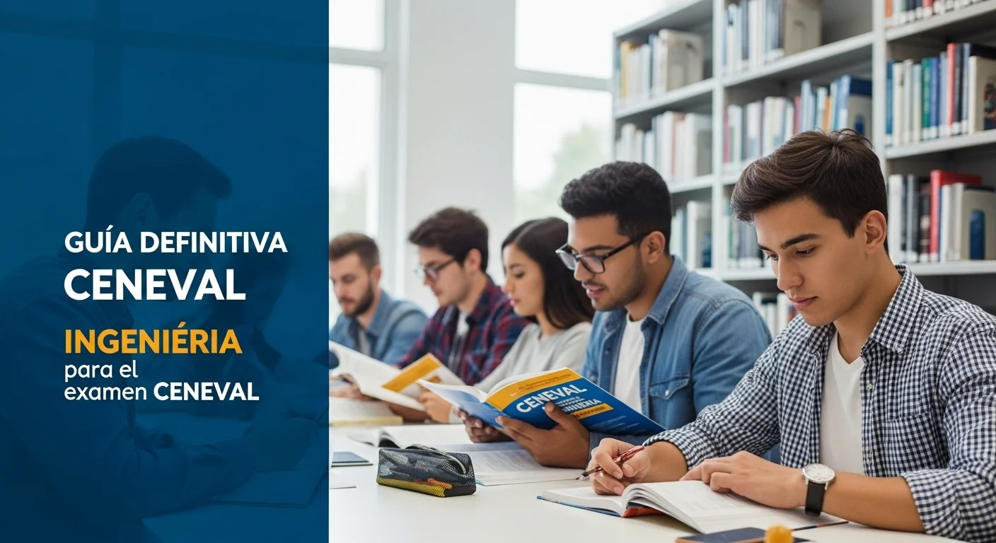 Estudiantes de ingeniería preparándose con materiales de estudio para su examen CENEVAL de Ceneval Ingenieria.