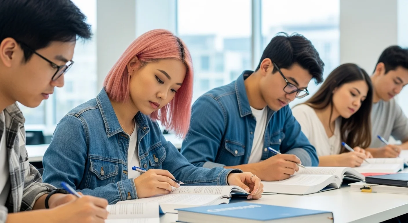 Imagen que muestra estudiantes preparándose para el examen CENEVAL de Egel Ceneval