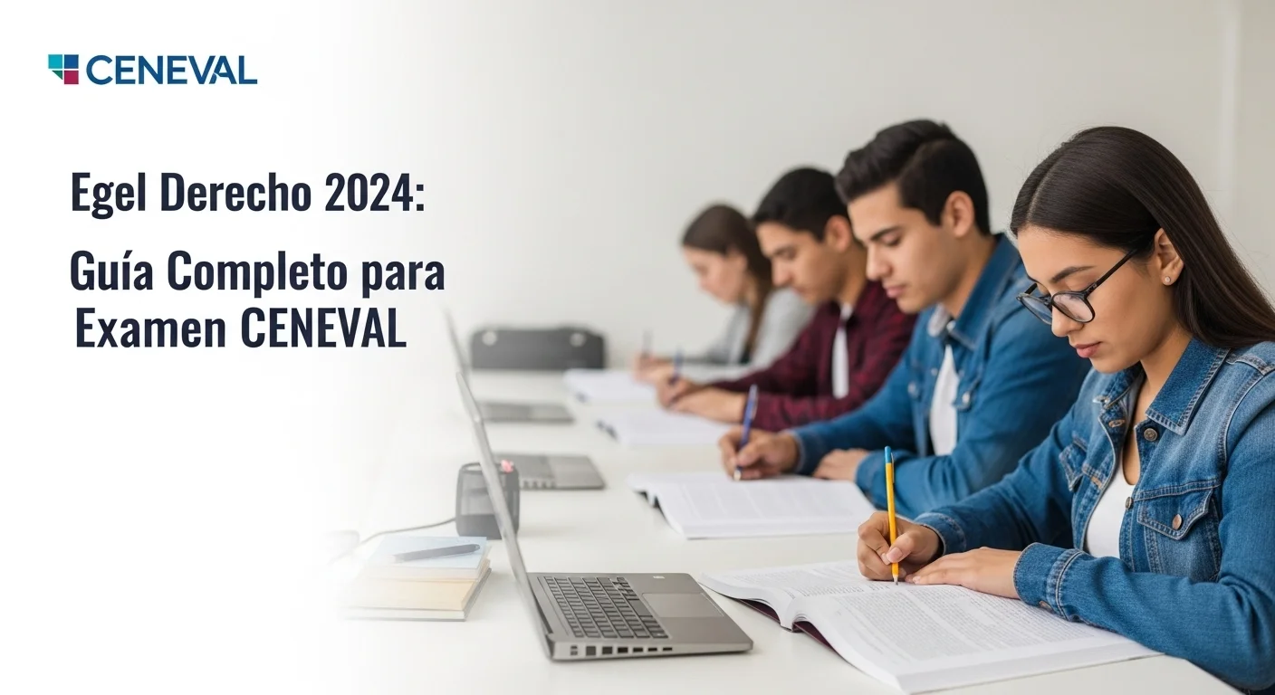 Imagen que muestra estudiantes preparándose para el examen CENEVAL de Egel Derecho 2024