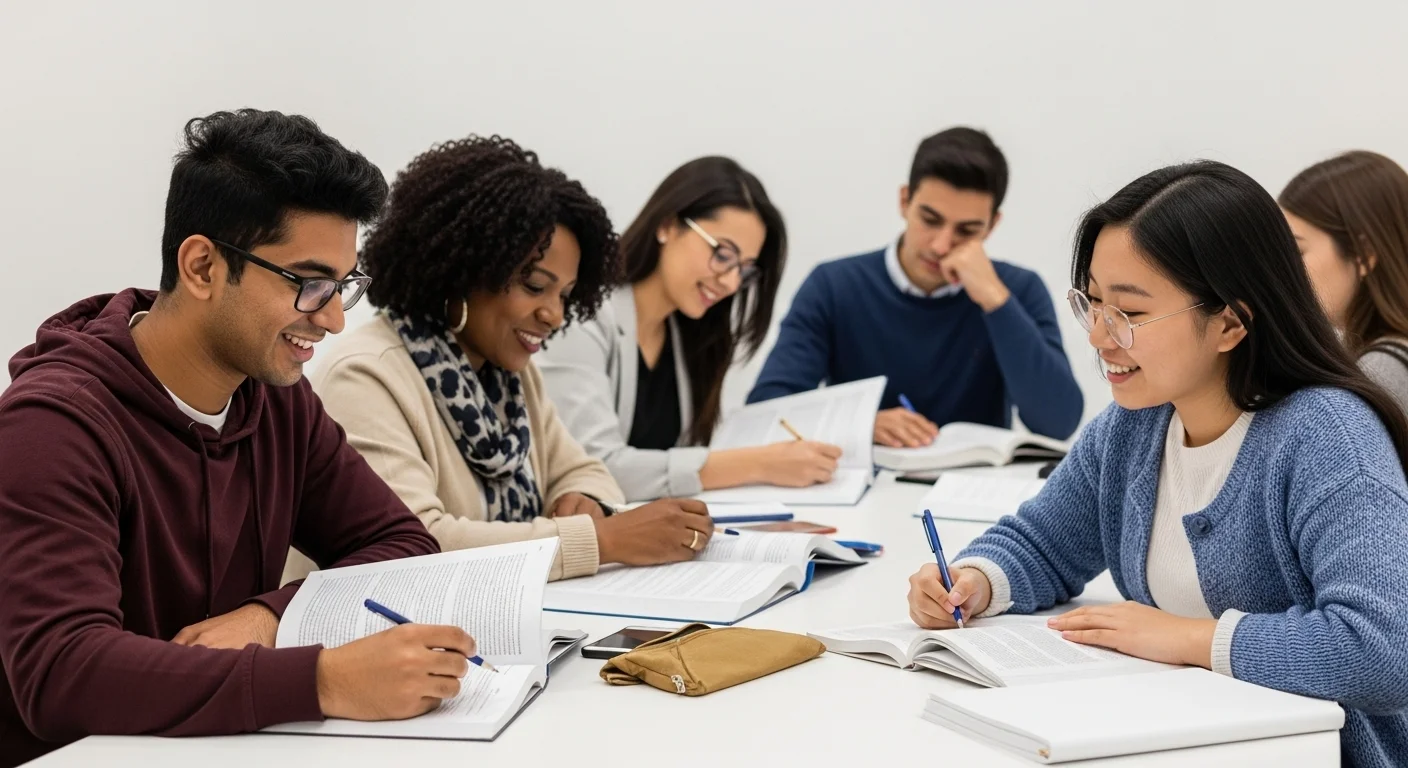 Imagen que muestra estudiantes preparándose para el examen CENEVAL de Egel Veterinaria