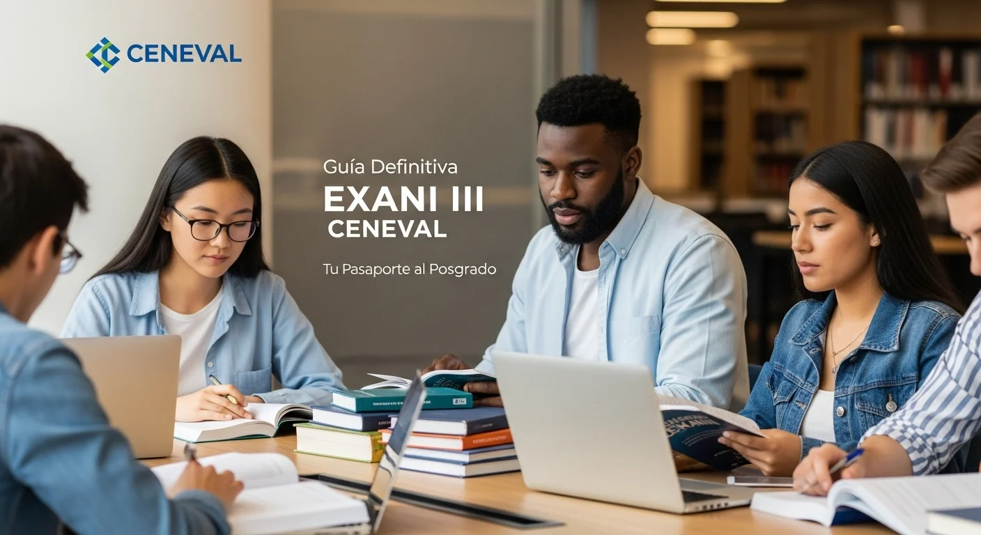 Imagen que muestra estudiantes preparándose para el examen CENEVAL de Exani Iii