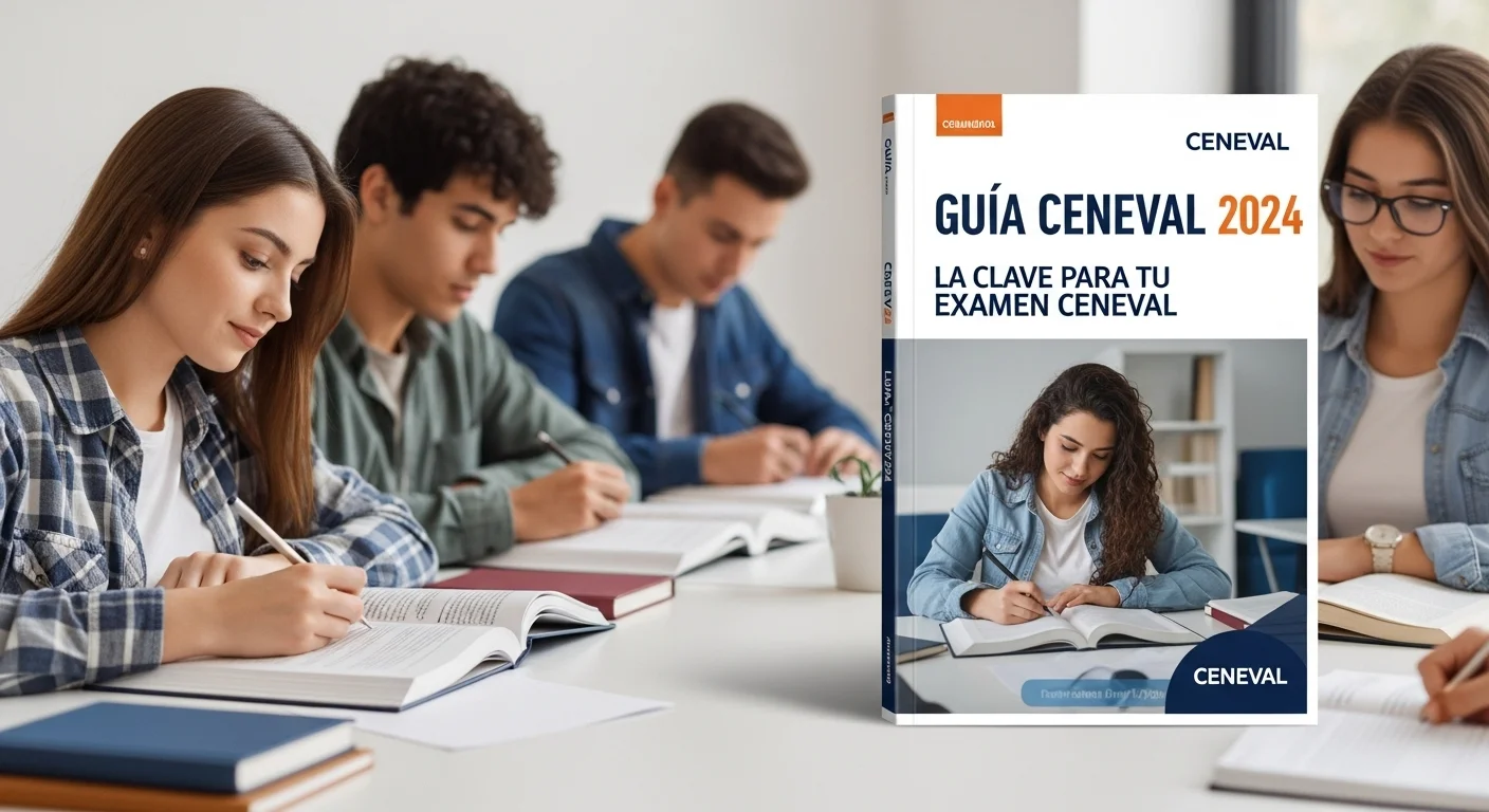 Imagen que muestra estudiantes preparándose para el examen CENEVAL de Guia Ceneval 2024