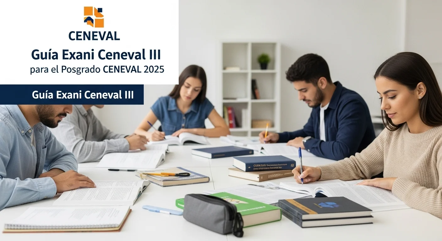 Imagen que muestra estudiantes preparándose para el examen CENEVAL de Guía Exani Ceneval Iii