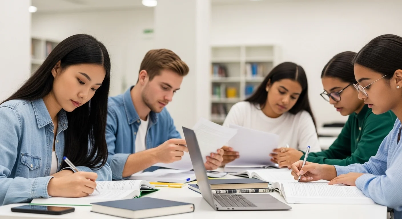 Imagen que muestra estudiantes preparándose para el examen CENEVAL de Guia Preparatoria 2024