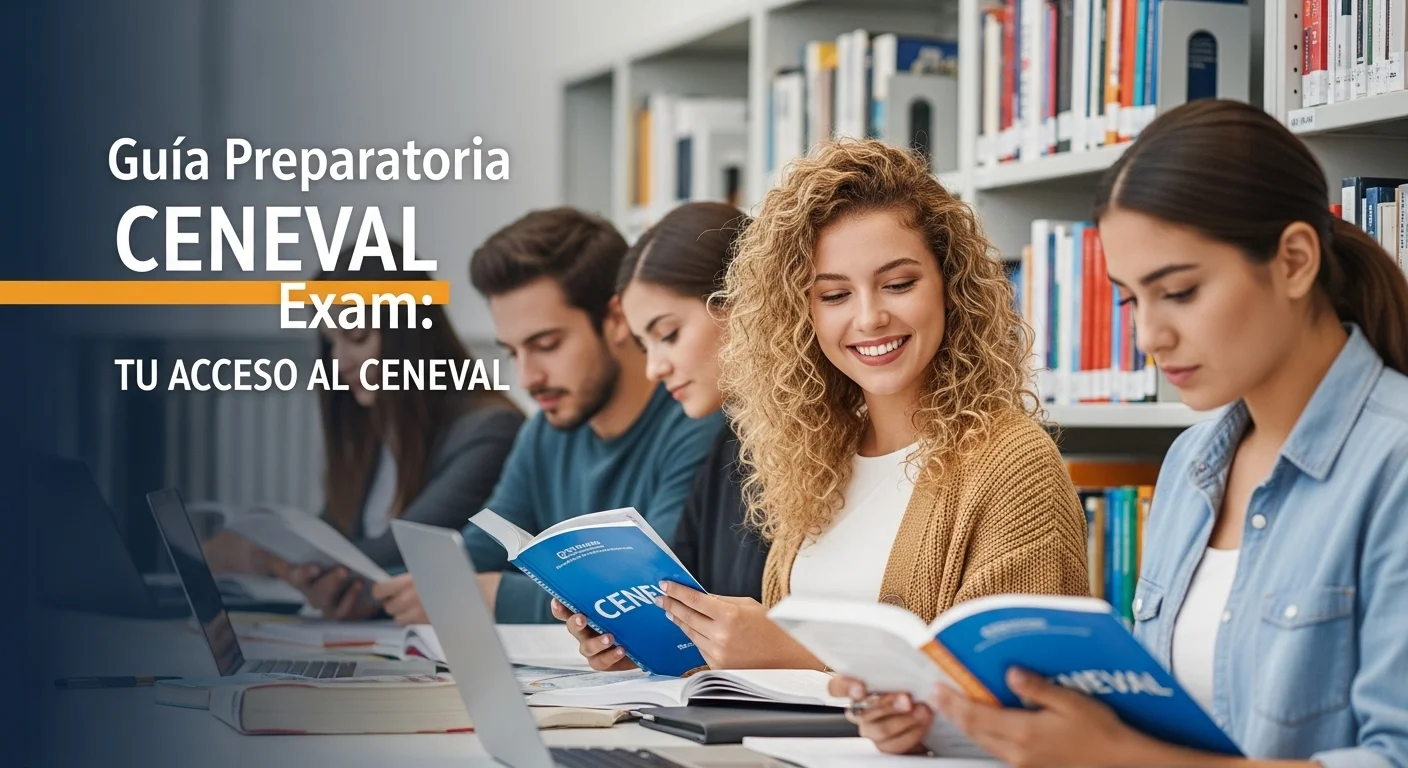 Imagen que muestra estudiantes preparándose para el examen CENEVAL de Guia Preparatoria Ceneval Exam