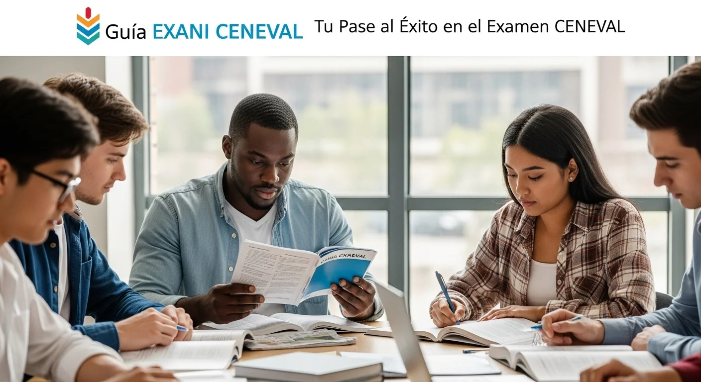Imagen que muestra estudiantes preparándose para el examen CENEVAL de Guía Exani Ceneval
