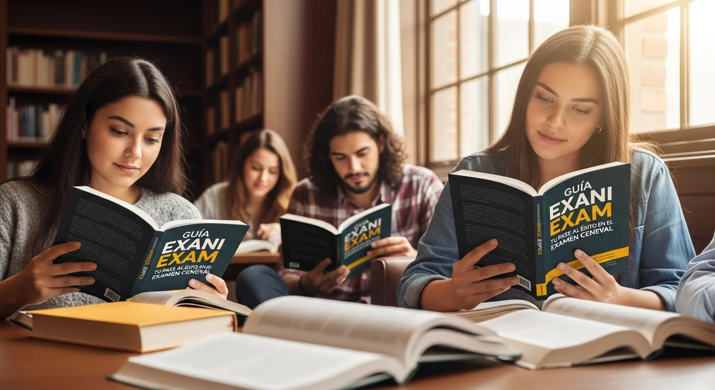 Imagen que muestra estudiantes preparándose para el examen CENEVAL de Guía Exani Exam