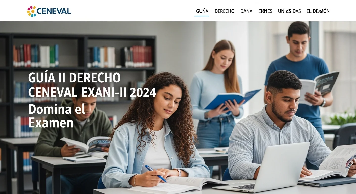 Imagen que muestra estudiantes preparándose para el examen CENEVAL de Ii Derecho