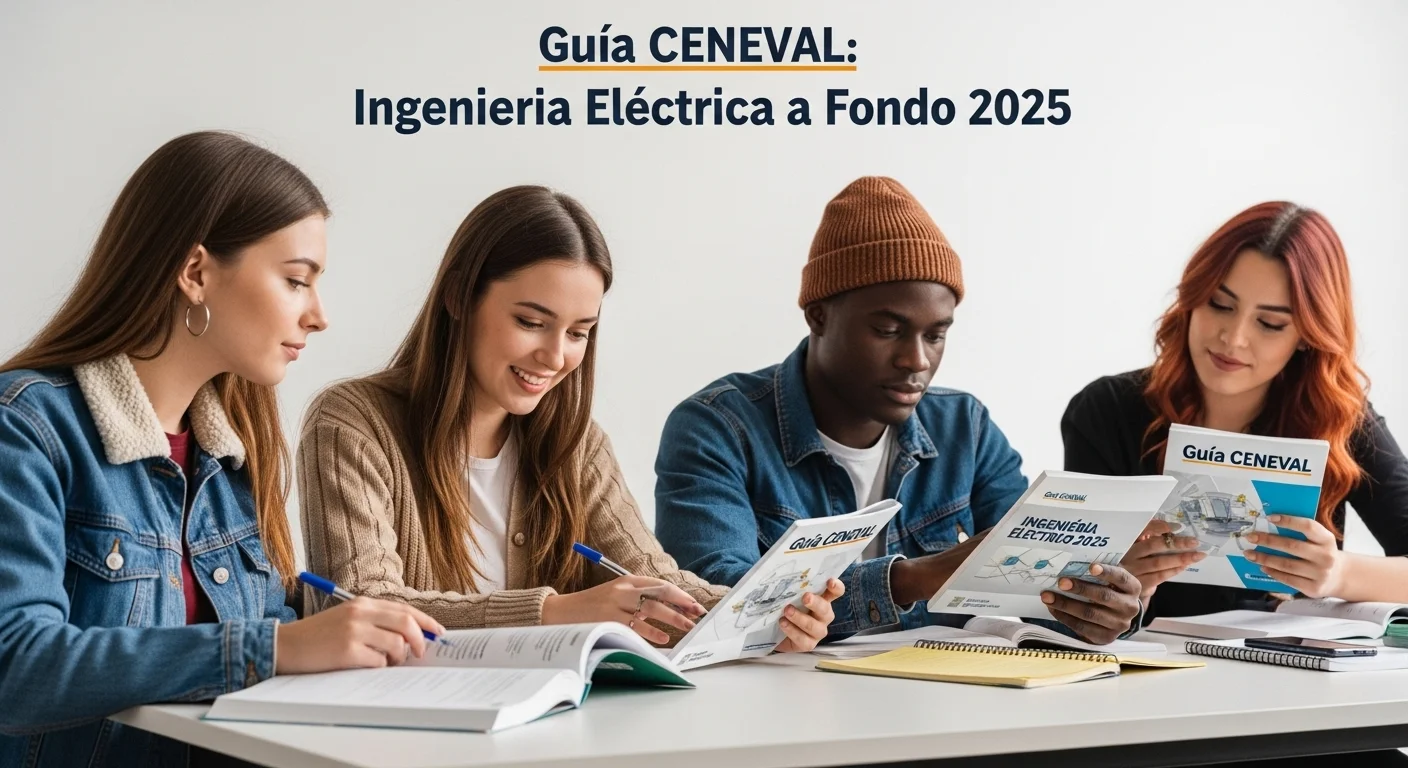 Imagen que muestra estudiantes preparándose para el examen CENEVAL de Ingenieria Electrica