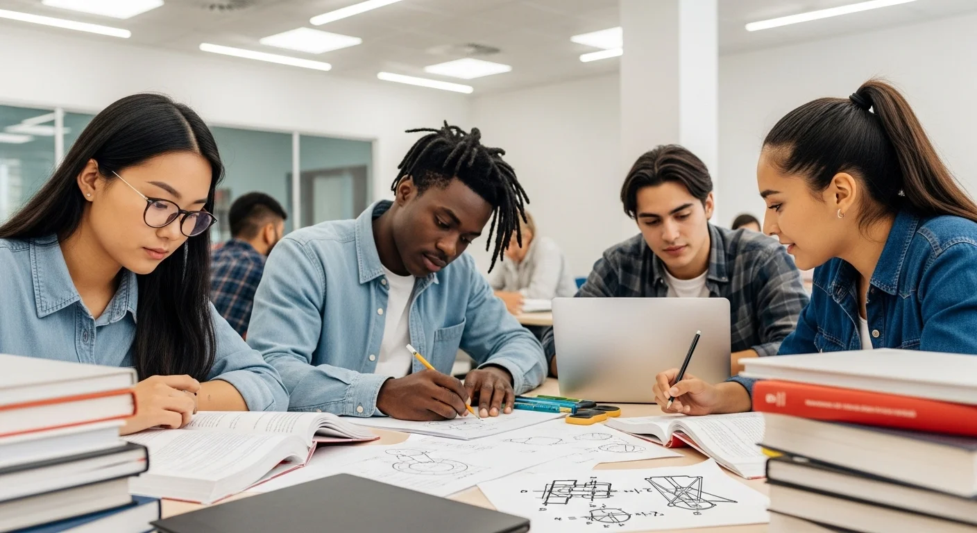 Imagen que muestra estudiantes preparándose para el examen CENEVAL de Ingenieria Mecanica