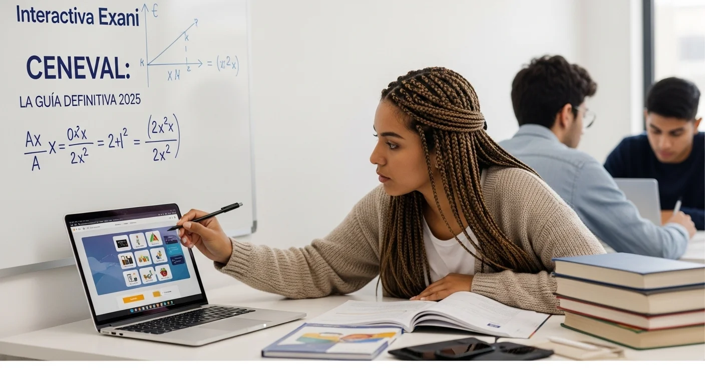 Imagen que muestra estudiantes preparándose para el examen CENEVAL de Interactiva Exani