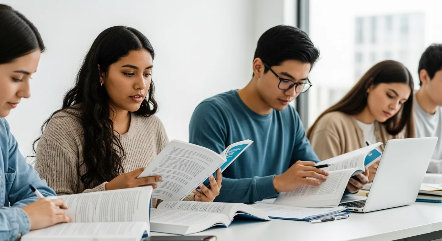 Imagen que muestra estudiantes preparándose para el examen CENEVAL de Licenciatura En Derecho