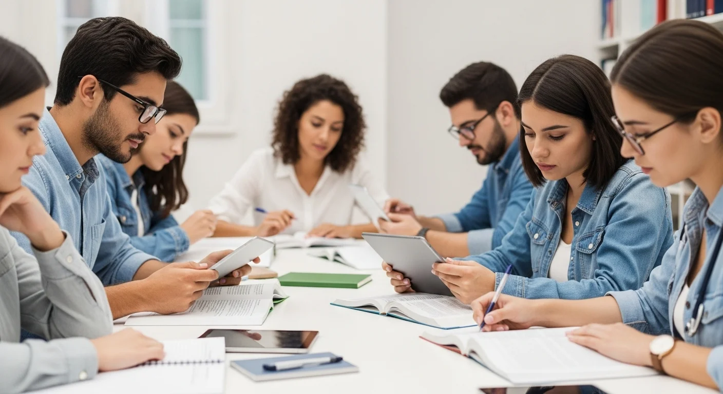 Imagen que muestra estudiantes preparándose para el examen CENEVAL de Medicina Pdf