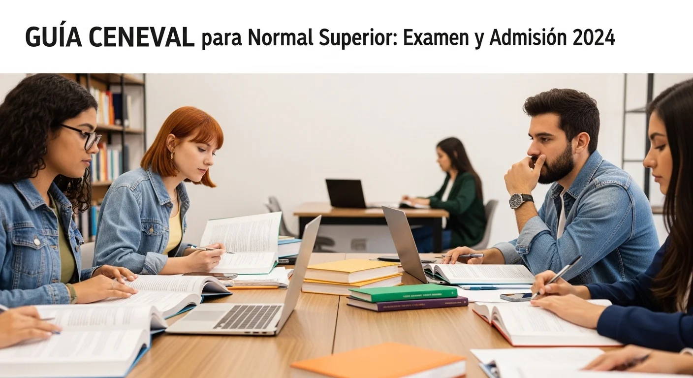 Imagen que muestra estudiantes preparándose para el examen CENEVAL de Normal Superior