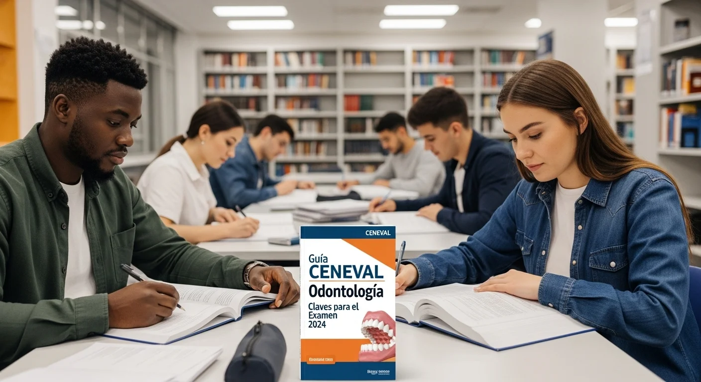 Imagen que muestra estudiantes preparándose para el examen CENEVAL de Odontología