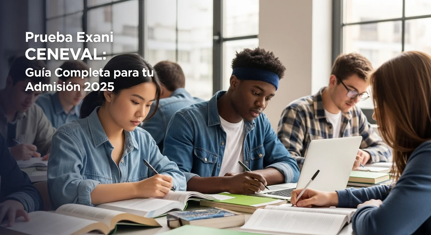 Imagen que muestra estudiantes preparándose para el examen CENEVAL de Prueba Exani