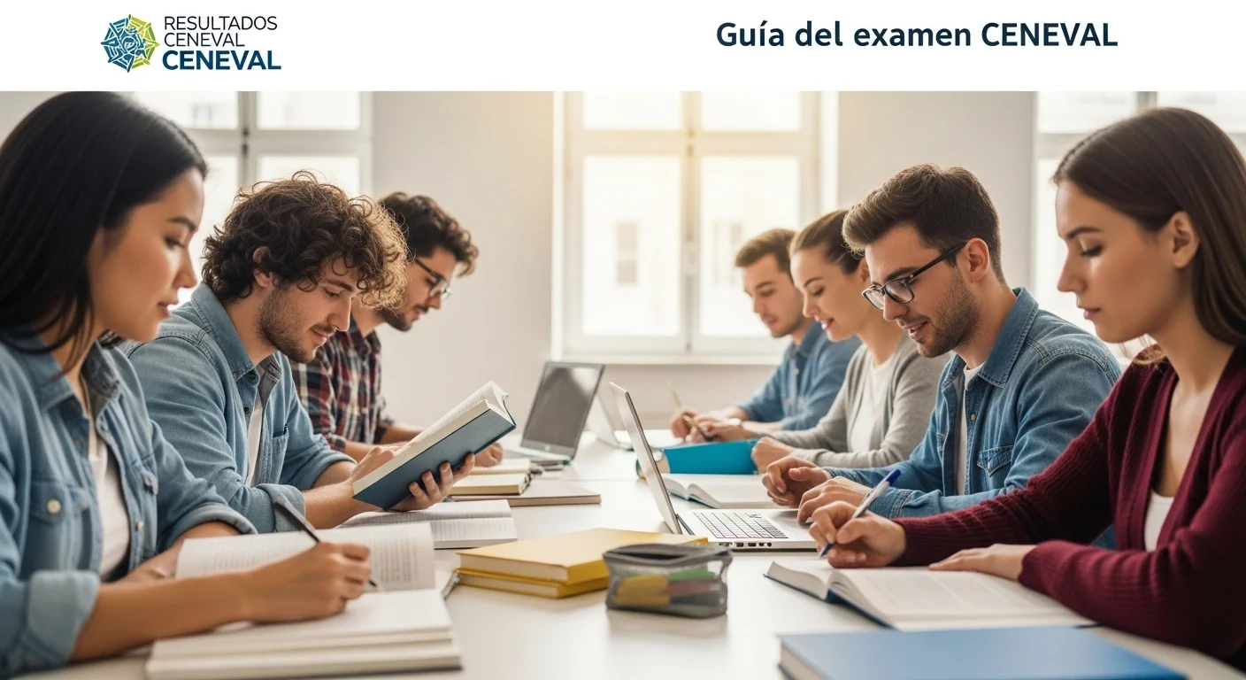 Imagen que muestra estudiantes preparándose para el examen CENEVAL de Resultados Ceneval 2024