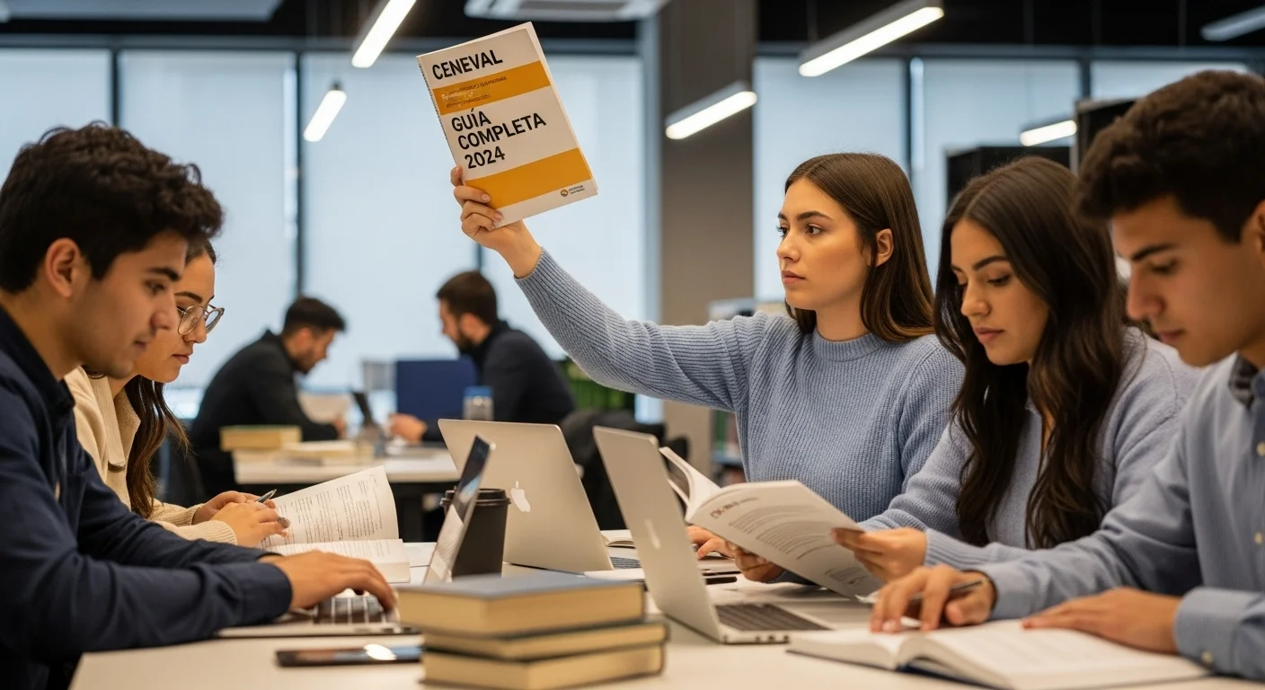 Imagen que muestra estudiantes preparándose para el examen CENEVAL de Temario Ceneval Exani