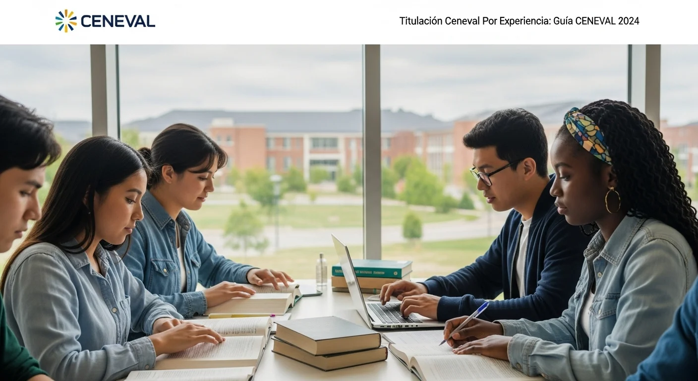 Imagen que muestra estudiantes preparándose para el examen CENEVAL de Titulacion Ceneval Por